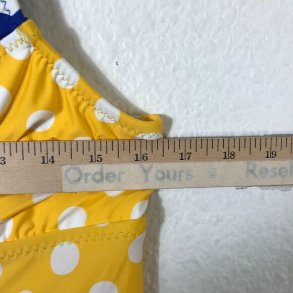 Betsey Johnson Polka Dot Swim Dress Womens Small Yellow Blue - Picture 3 of 12
